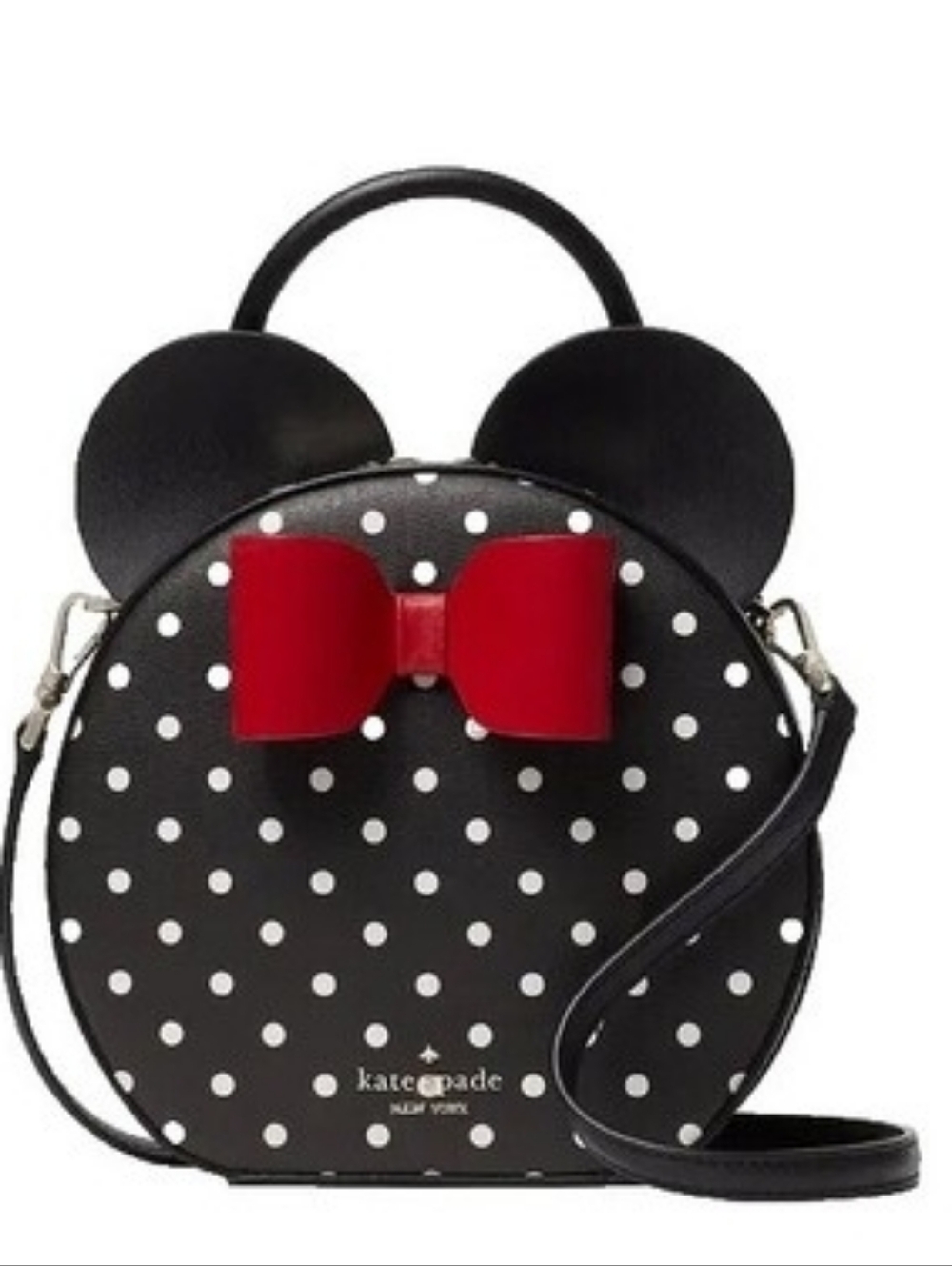 Kate Spade × Disney Black Polka Dot Minnie-Inspired Crossbody with Red Bow